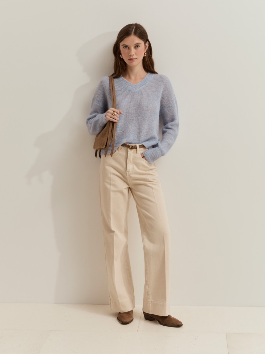 Knitted sweater made with mohair wool
