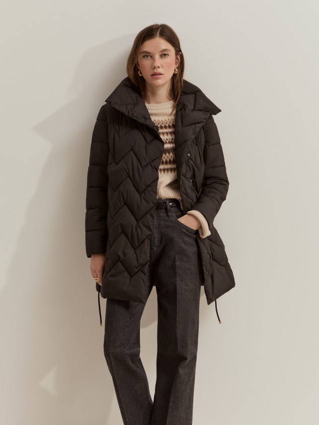 Quilted jacket with a belt - Image product