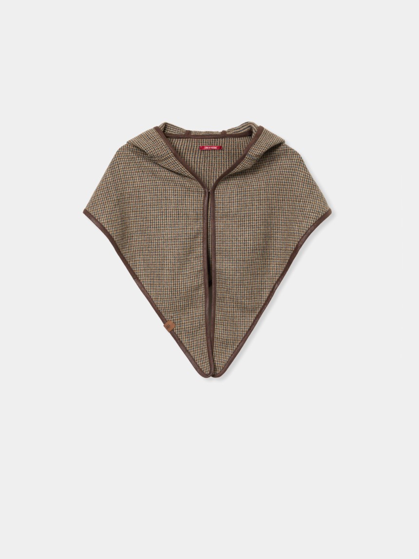 Poncho a cuadros con capucha