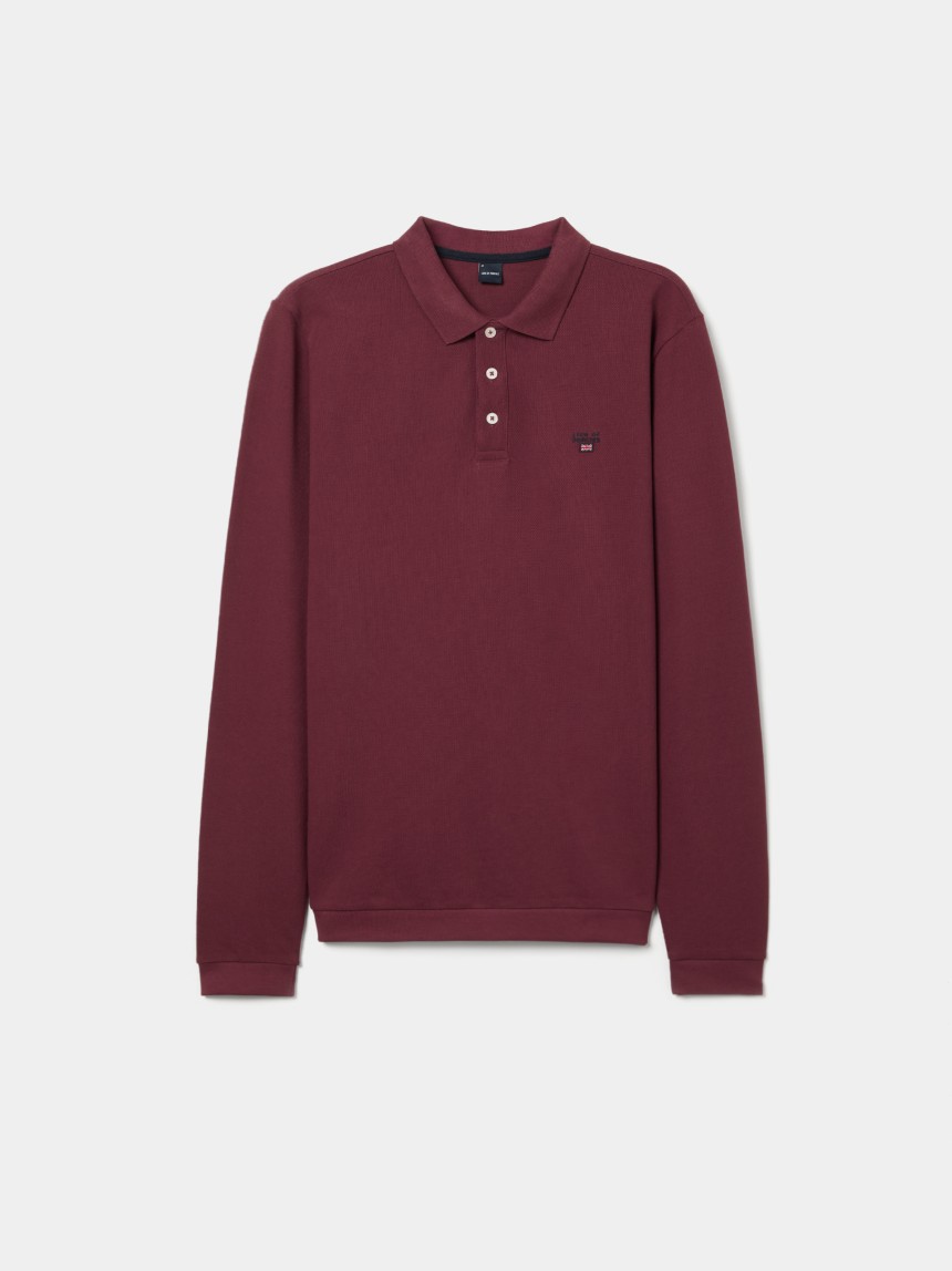 Long-sleeved piqu� polo shirt