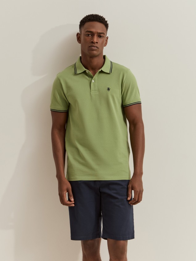Polo de piqu� a rayas de corte ajustado - Image product