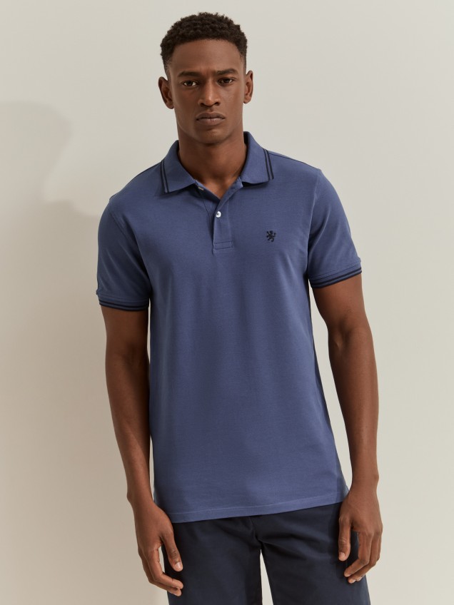 Polo piqué slim fit com riscas - Image product