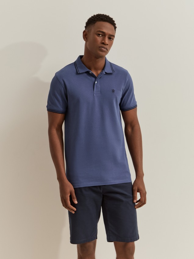 Polo piqué slim fit com riscas - Image product