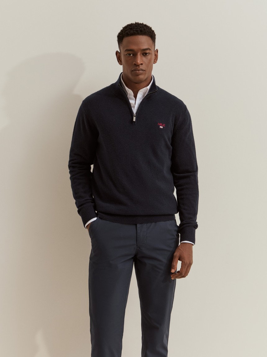 Half-zip jumper made of wool