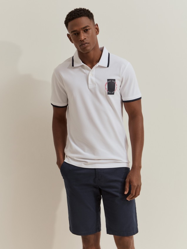 Polo piqué com riscas e estampado - Image product