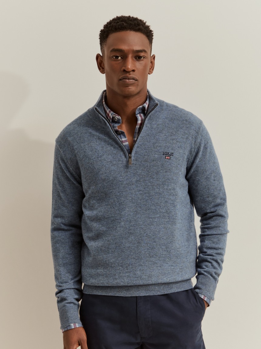 Half-zip jumper made of wool