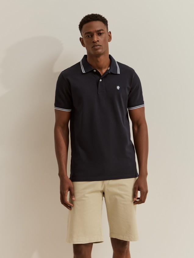 Polo piqué slim fit com riscas - Image product