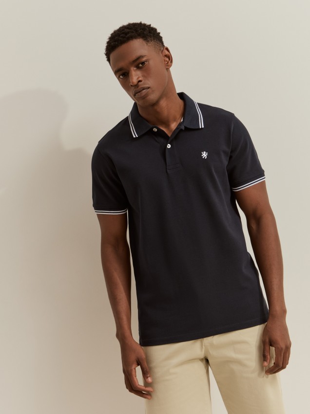 Polo piqué slim fit com riscas - Image product