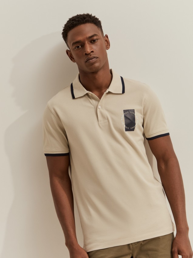 Polo piqué com riscas e estampado - Image product