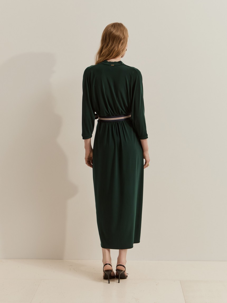 Midi dress with belt