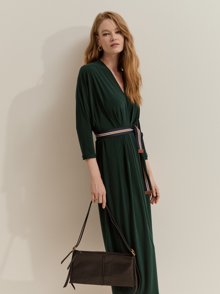 Midi dress with belt