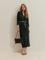 Midi dress with belt
