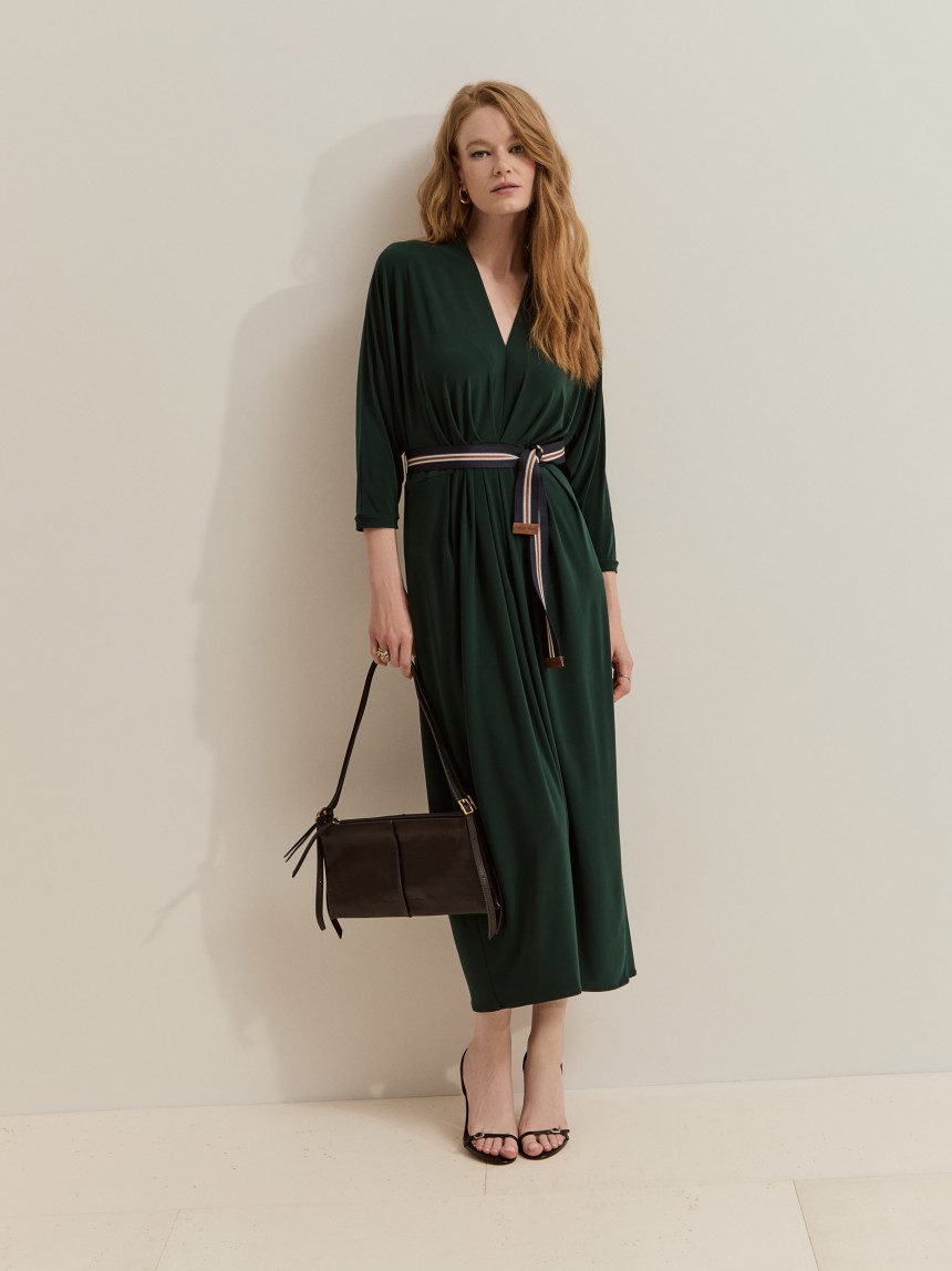 Midi dress with belt