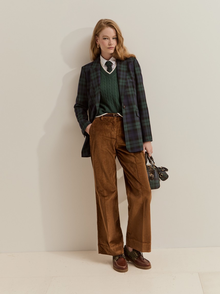 Blazer con estampado de cuadros