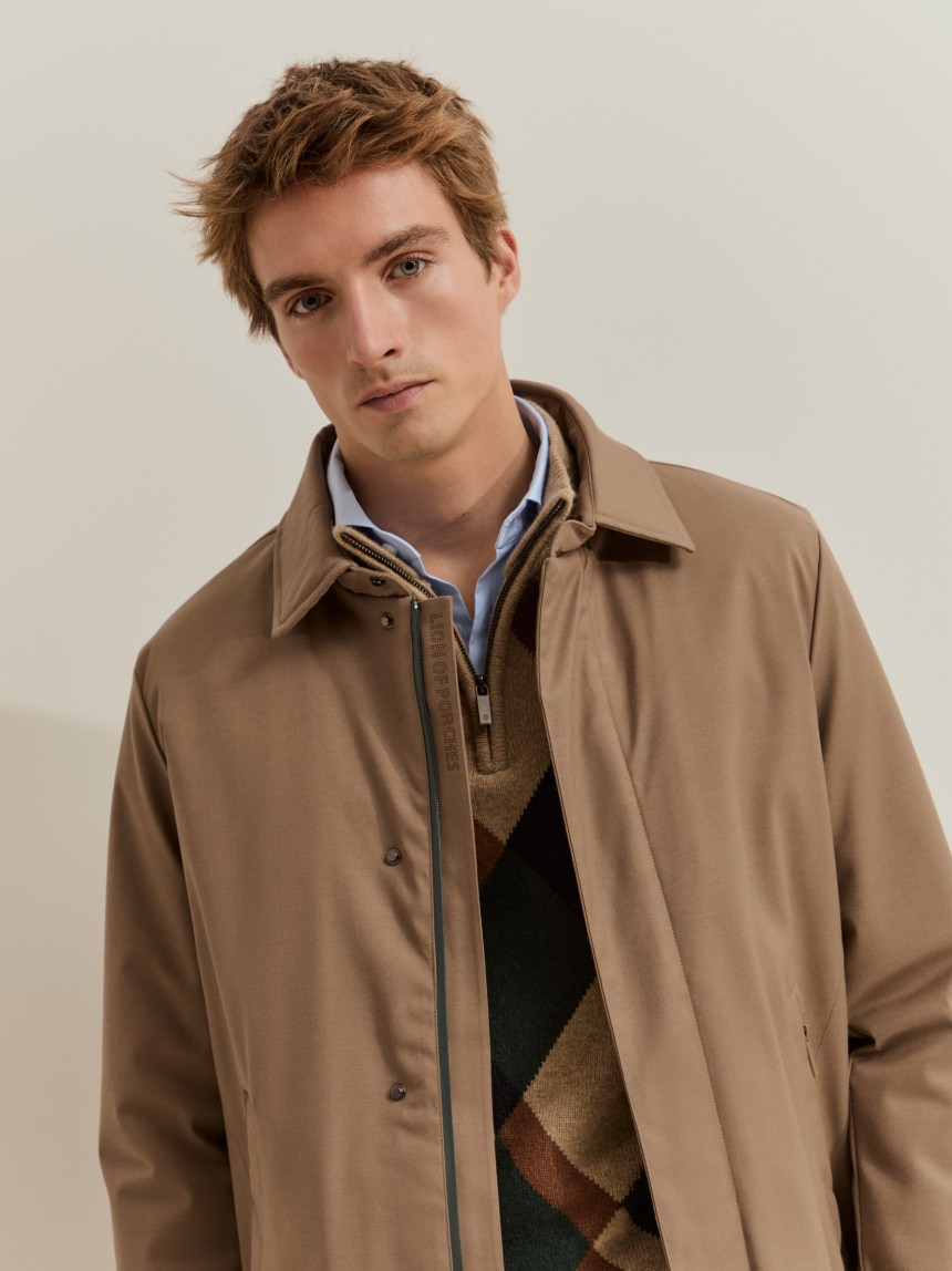 Long gabardine-style coat