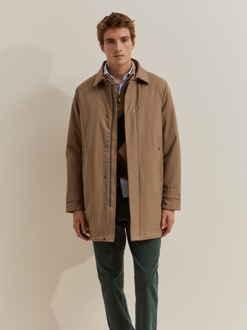 Long gabardine-style coat