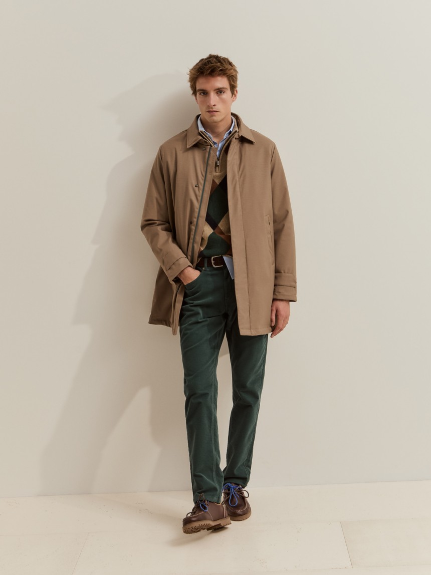 Long gabardine-style coat