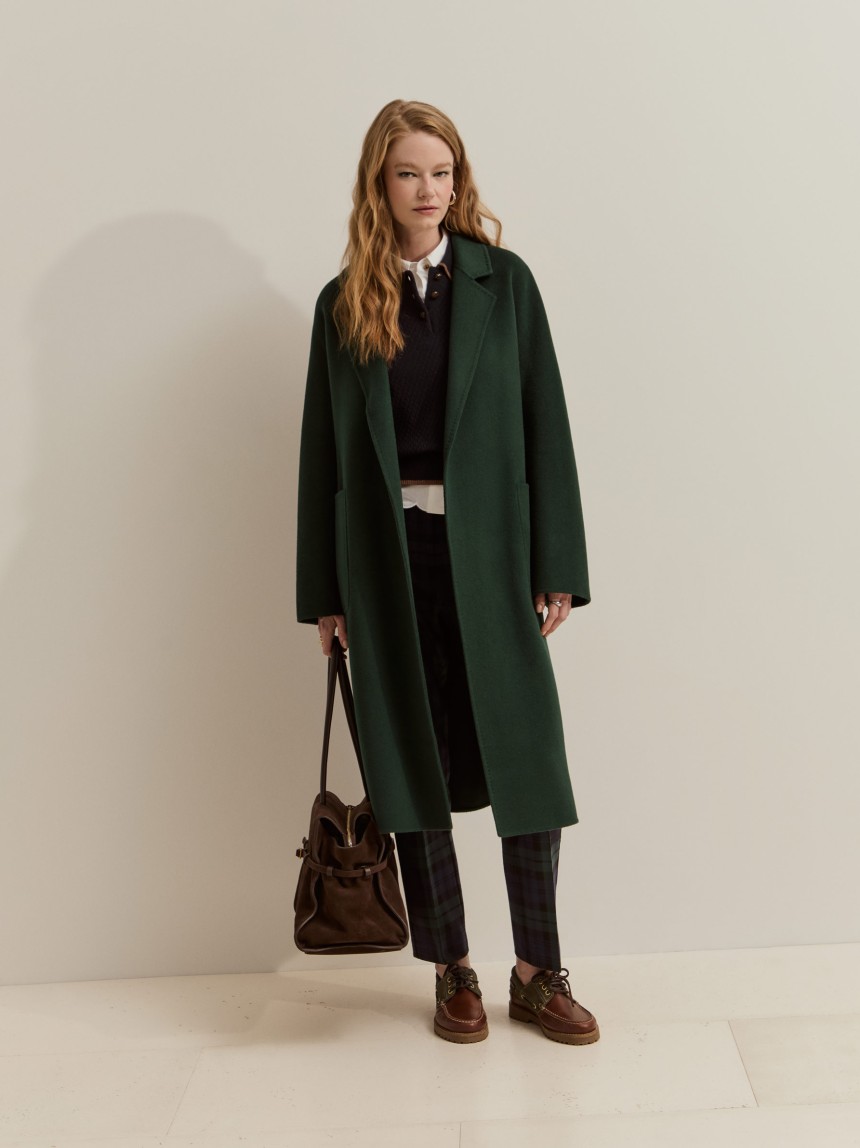 Wool overcoat with belt