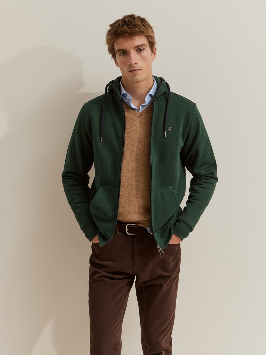 Knitted jacket with hood
