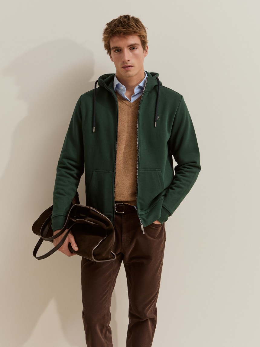 Knitted jacket with hood