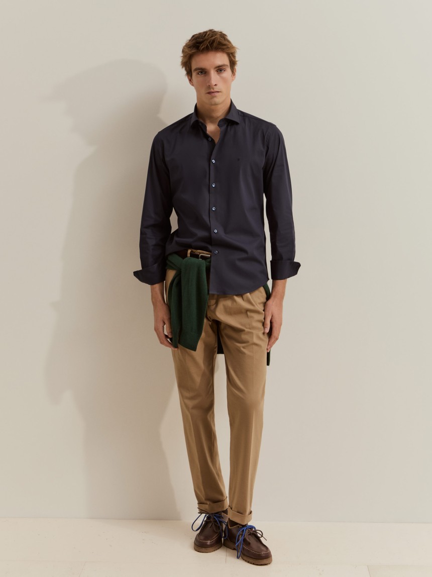 Camisa slim fit em algod�o