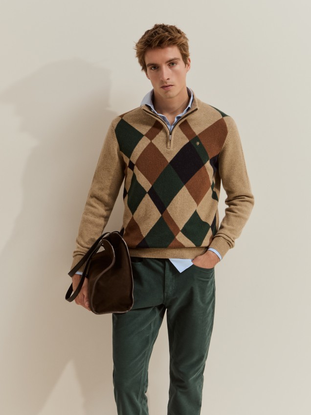 Wool diamond-pattern jumper - Image product