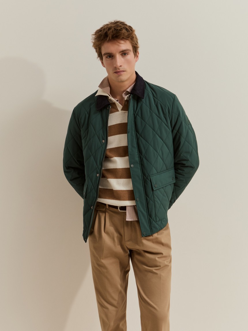 Quilted jacket with a diamond pattern