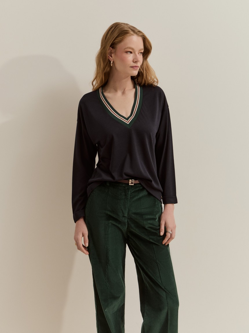 T-shirt made of lyocell and cotton