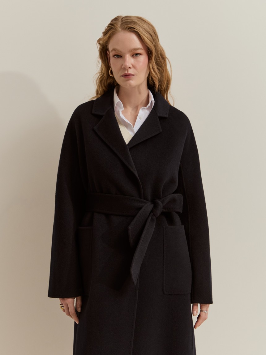 Wool overcoat with belt