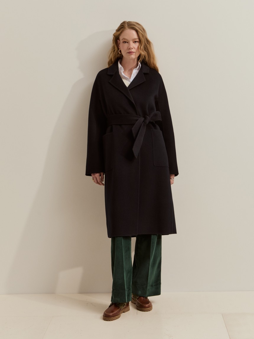 Wool overcoat with belt