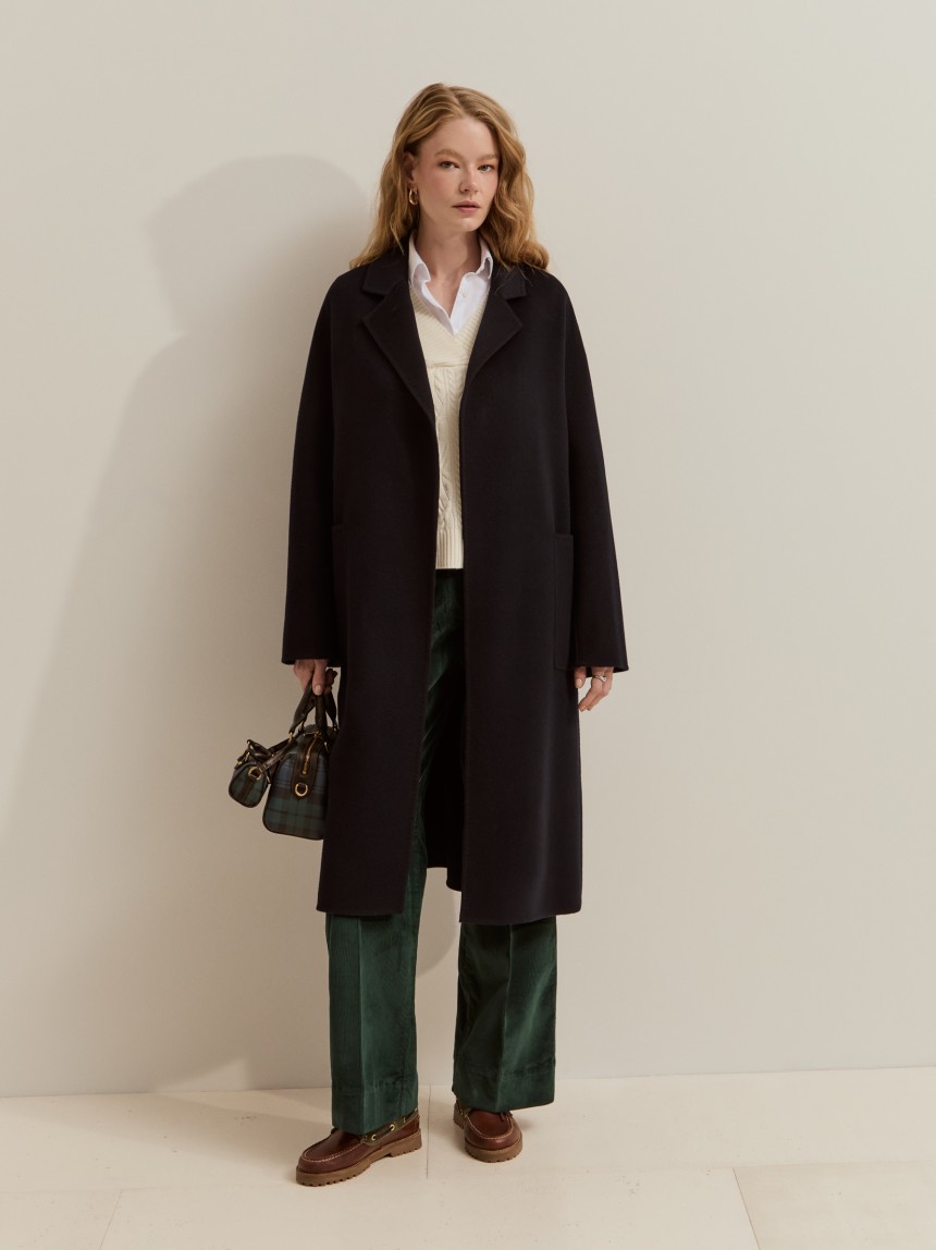 Wool overcoat with belt