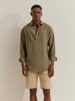 Camisa polo em linho e algod�o
