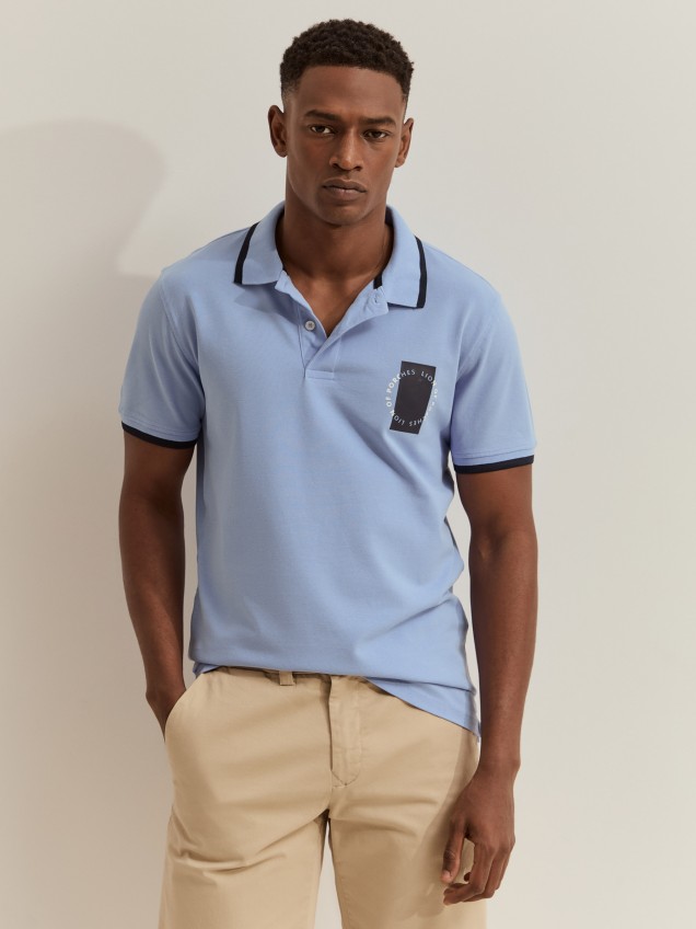 Polo piqué com riscas e estampado - Image product