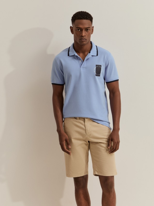 Polo piqué com riscas e estampado - Image product
