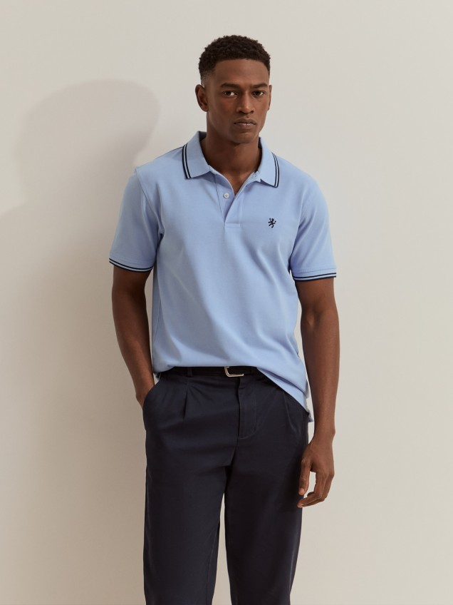 Polo piqué slim fit com riscas - Image product