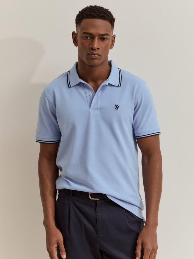Polo piqué slim fit com riscas - Image product