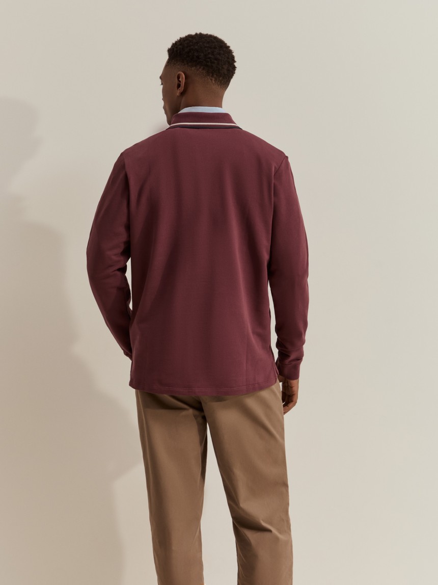 Long sleeve piqué polo shirt