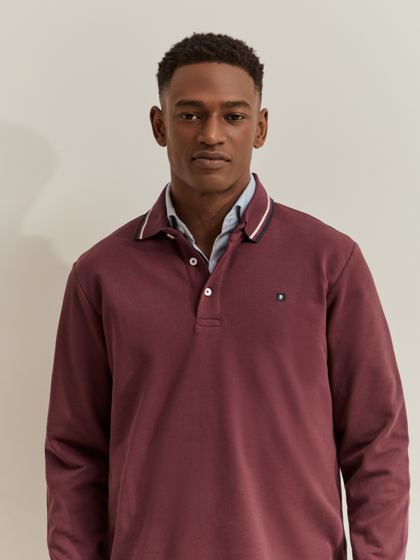Long sleeve piqué polo shirt