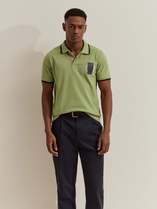 Polo piqué com riscas e estampado - Image product