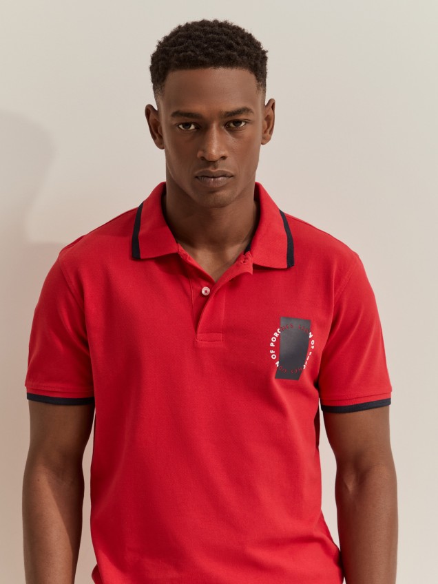 Polo piqué com riscas e estampado - Image product