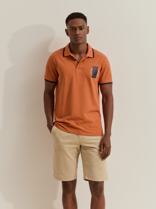 Polo piqué com riscas e estampado - Image product