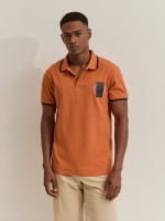 Polo shirt with stripes and print
